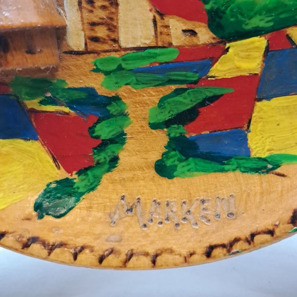 Vintage wood 3D plate wall hanging, windmill spins. - Picture 6 of 8